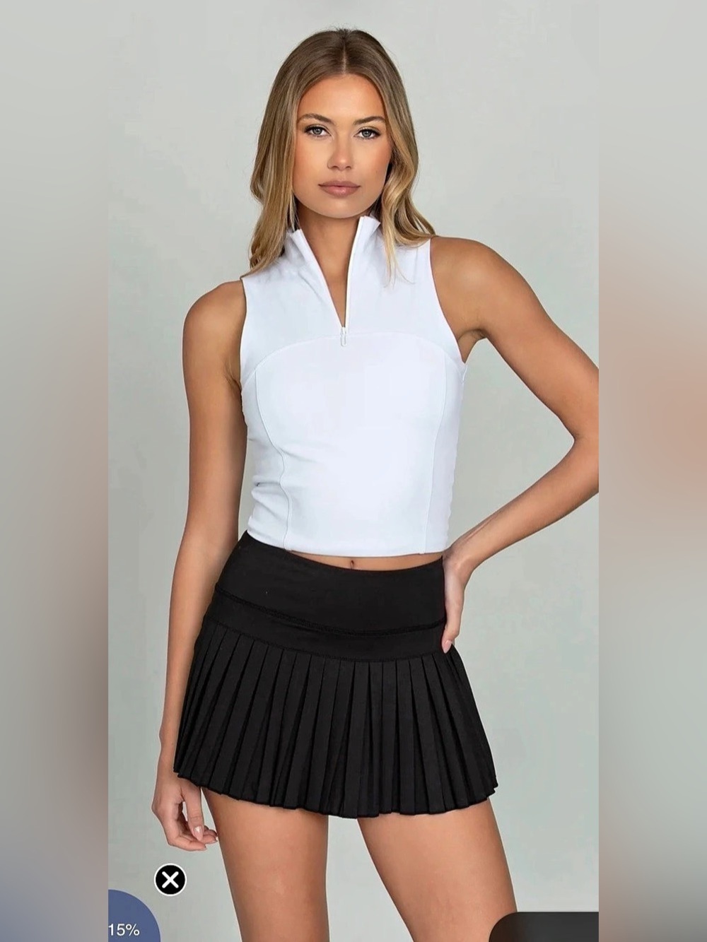 Goldhinge Pleated Mini Skirt in Black